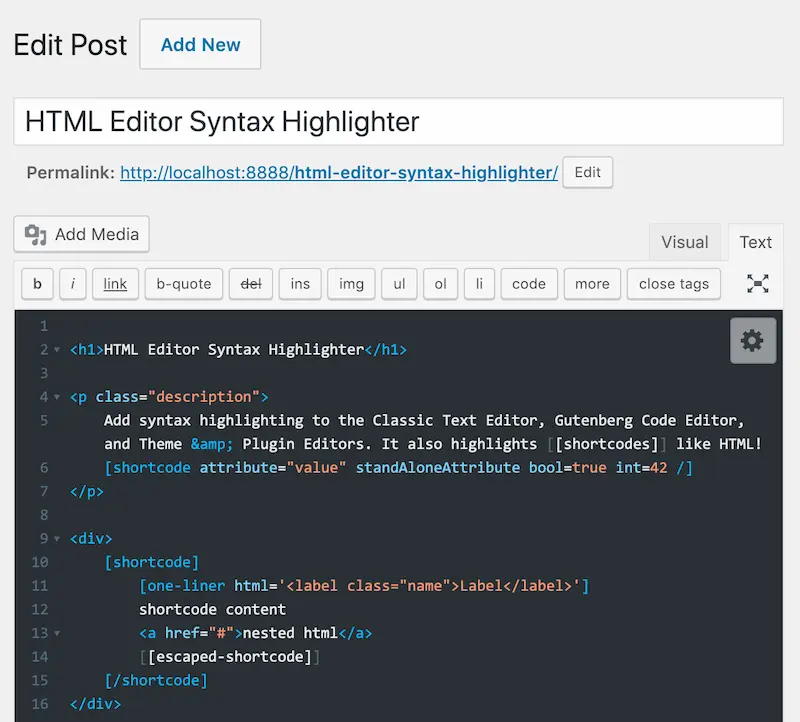 HTML Editor Syntax Highlighter